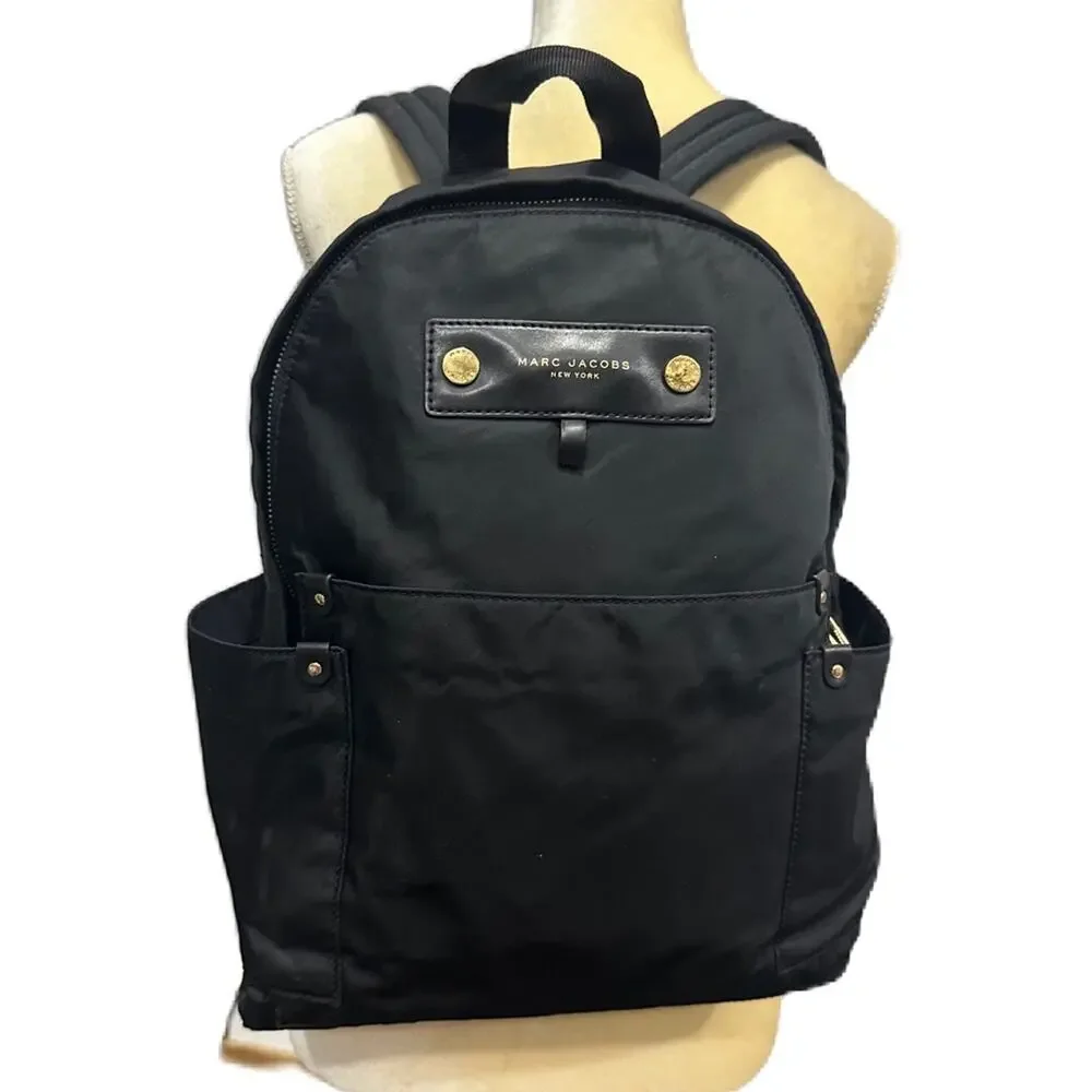 EUC Marc Jacobs‎ Nylon Varsity Black/Gold Tone Backpack